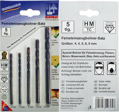 Feinsteinzeugbohrer Satz 5-teilig HM-Spitze Haromac