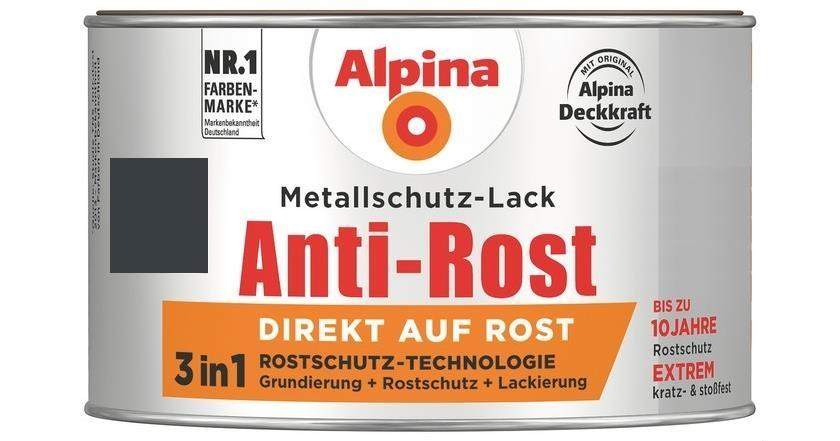 Alpina Metallschutz-Lack Anti-Rost Anthrazitgrau Matt RAL7016 300ml