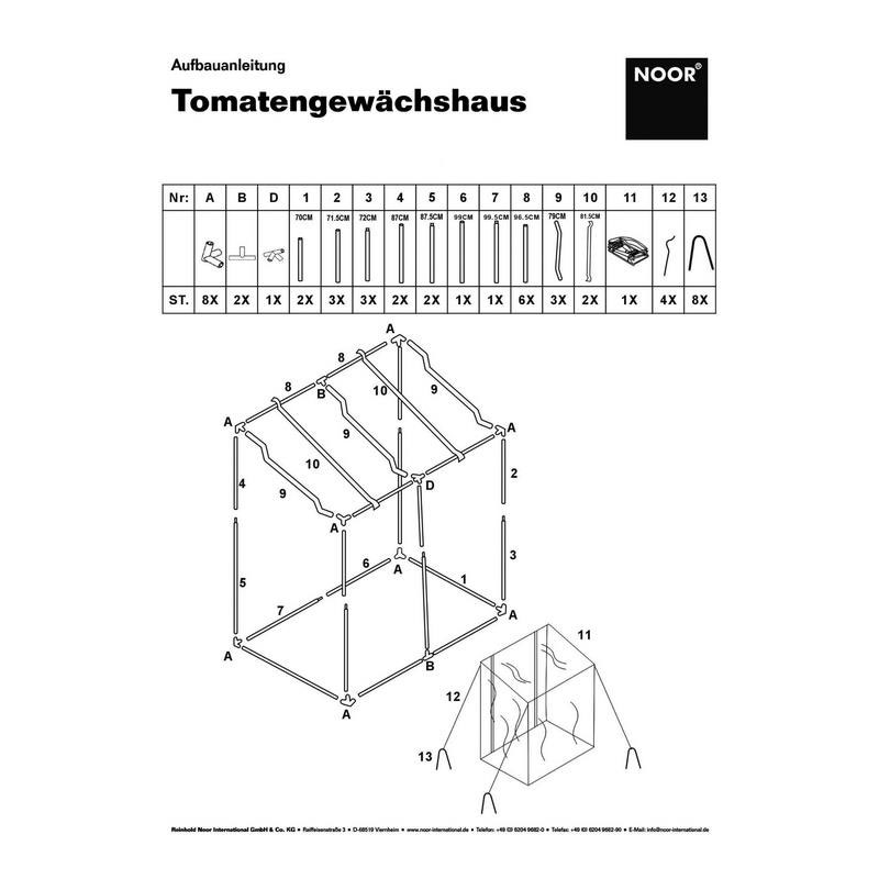 Tomatenhaus / Foliengewächshaus Premium Noor 200x75x175cm