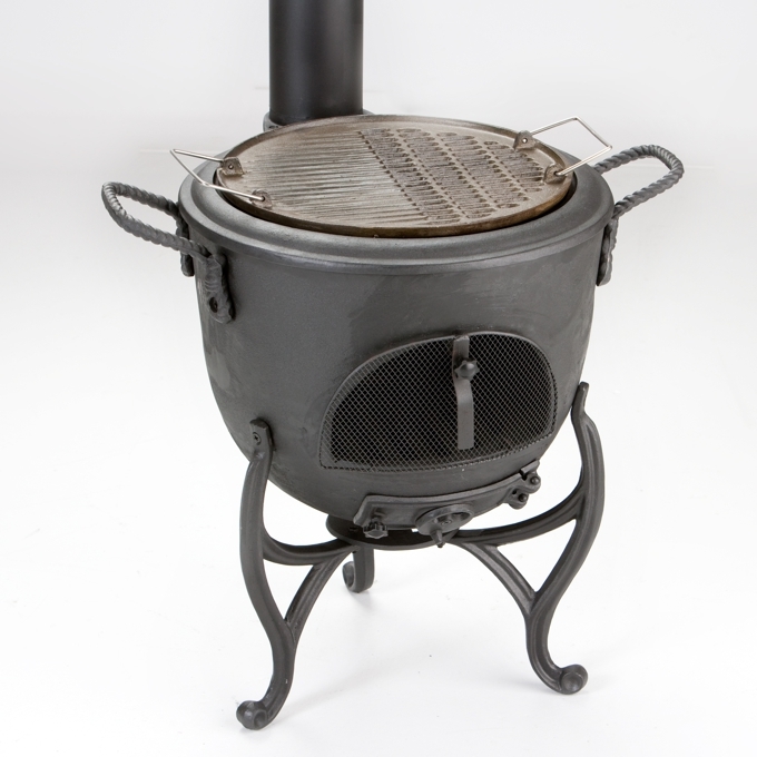 Terrassenofen / Balkonofen Globe-fire Volcano schwarz mit Rauchrohr