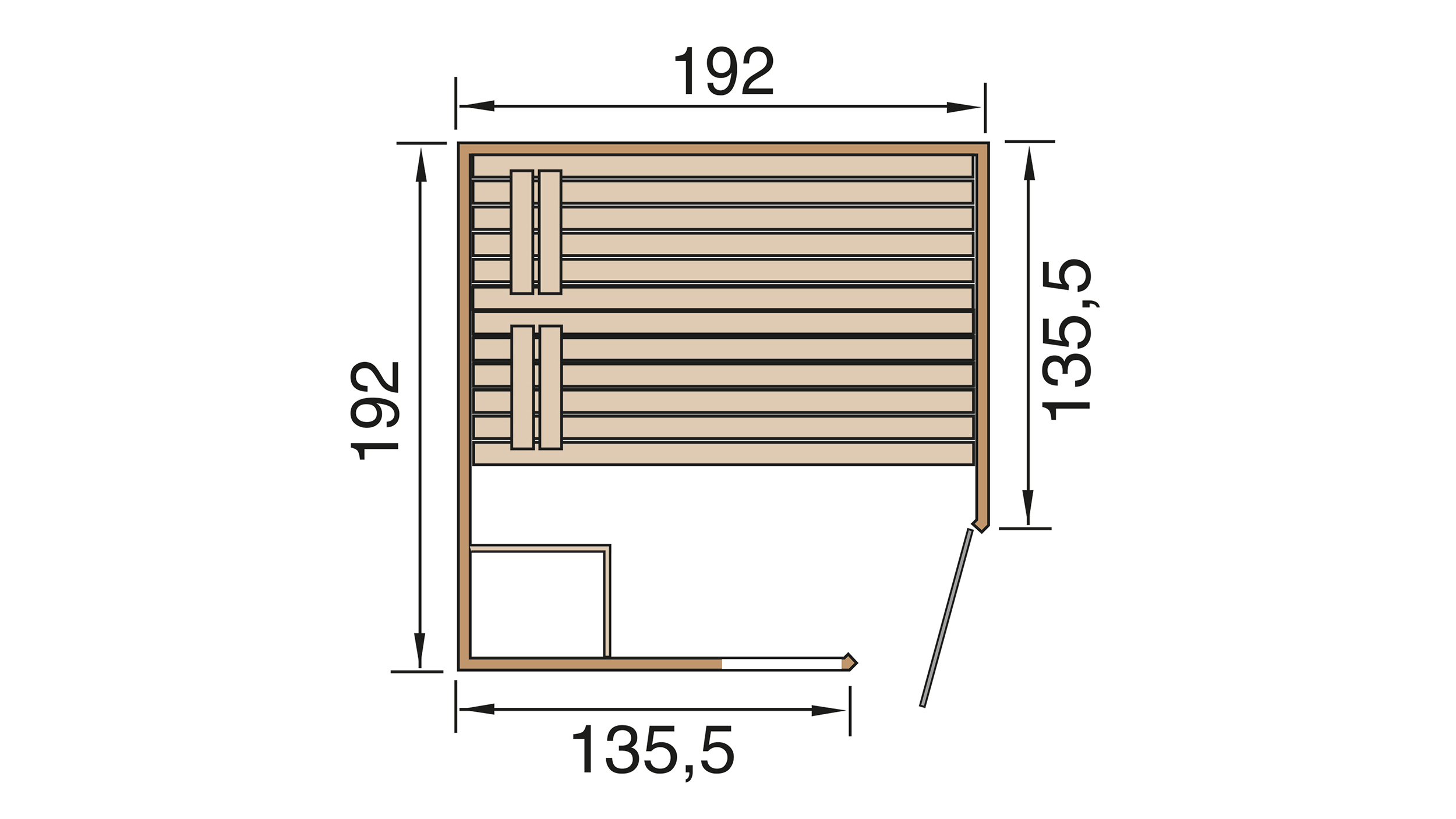 Weka Massivholz Element Sauna 38 mm LAUKKALA 3