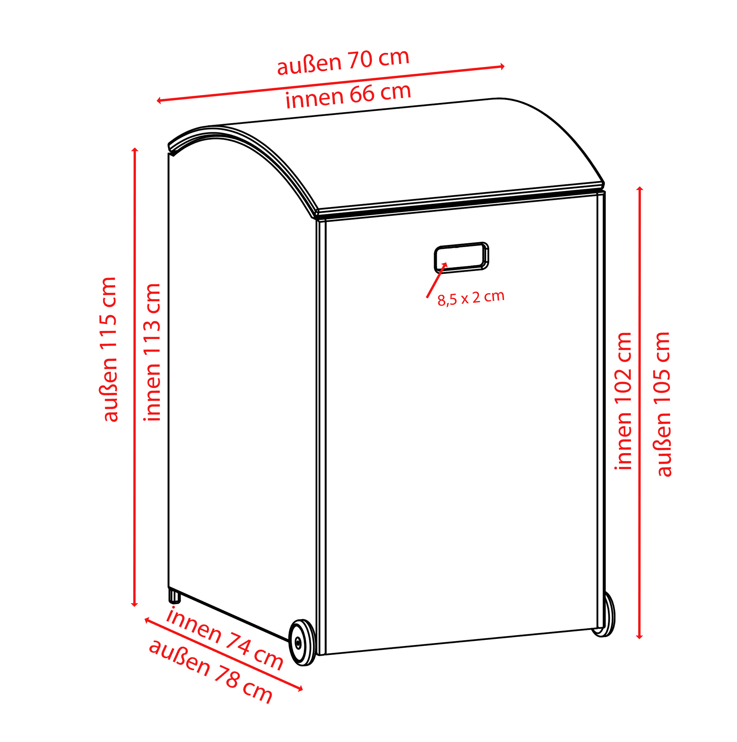 HABAU Mülltonnenbox aus Polyethylen für 120 und 240 Liter 78x70x115cm