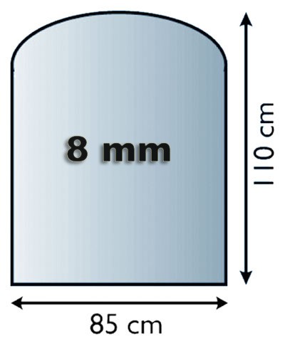 Funkenschutzplatte Glas 8mm Lienbacher Segmentbogen 850x1100mm