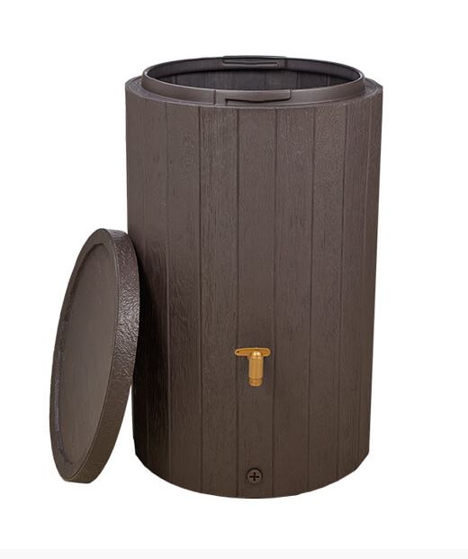 MADERA Regentonne Regenspeicher 220L braun mit Deckel