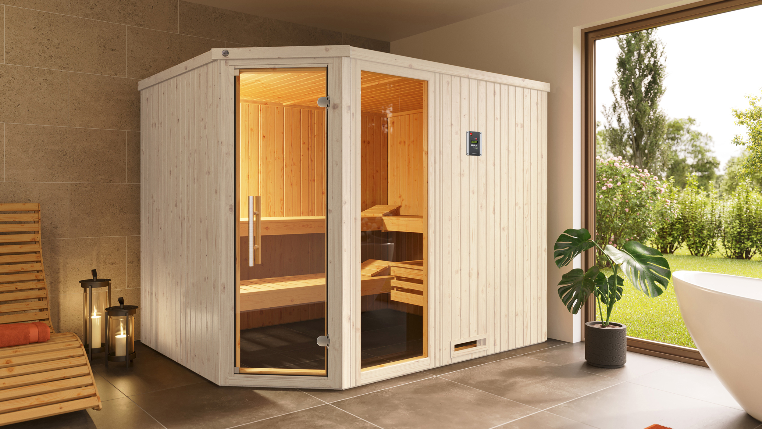 Weka Sauna Varberg 4 GTF Trend BioS 7,5kW weiß