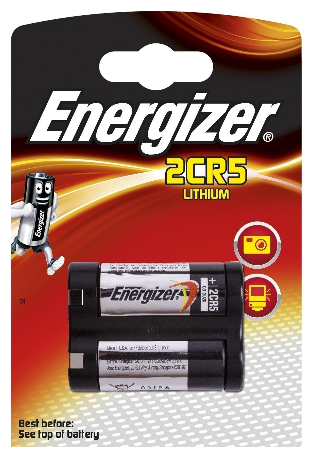 Enerziger Spezialbatterie Fotobatterie 2CR5 2 Stück