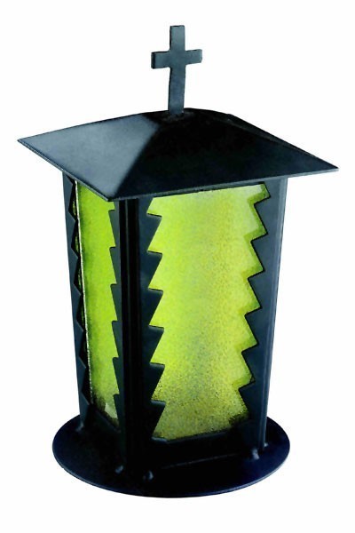 Grablaterne / Grablampe Stahl 24 cm Echtglaseinsatz