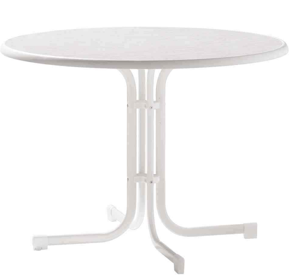 SIEGER Gartentisch klappbar rund Ø 100 cm weiß Stahl