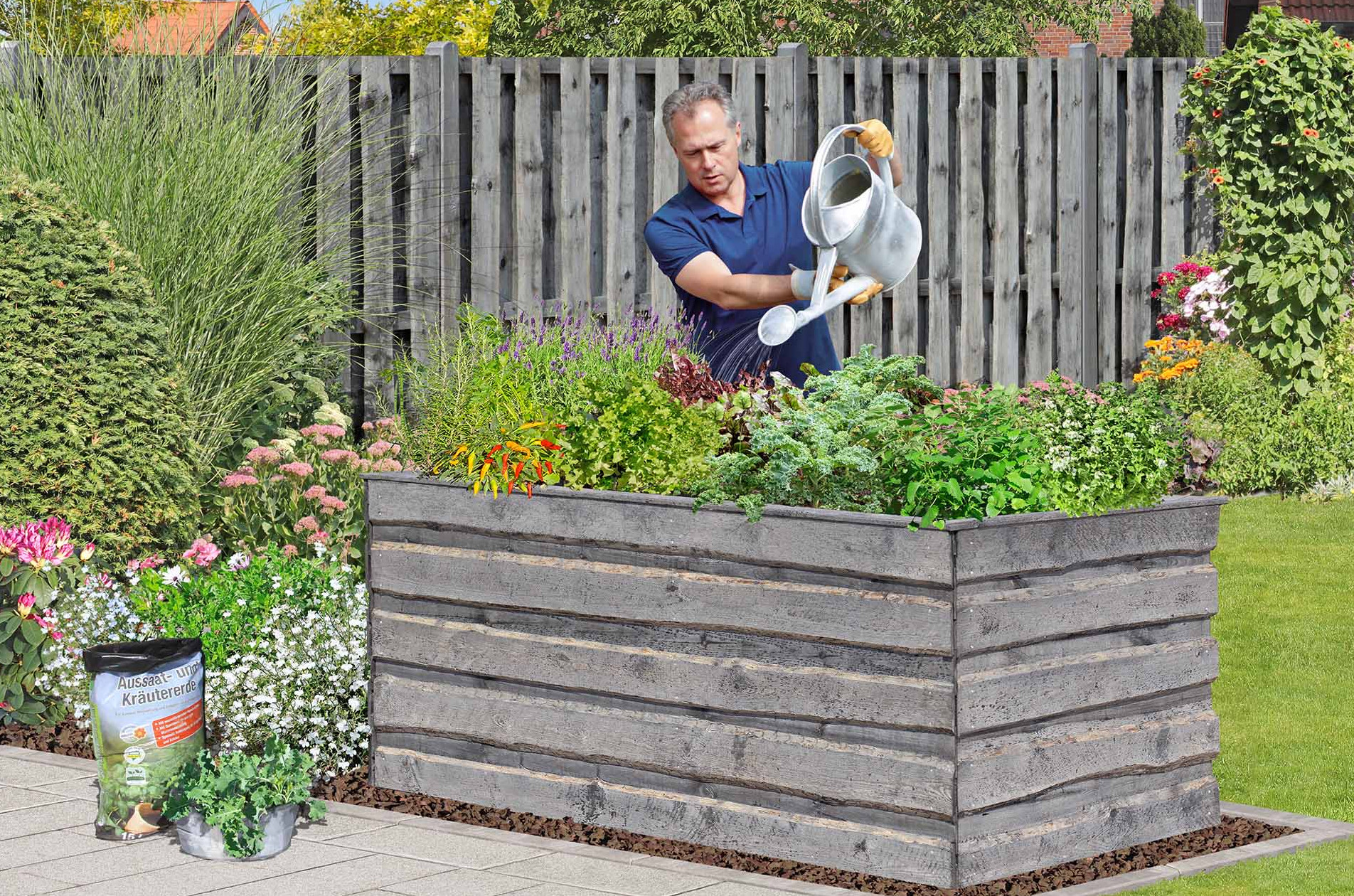 Hochbeet NATURA XL kdi grau 180x90x80cm