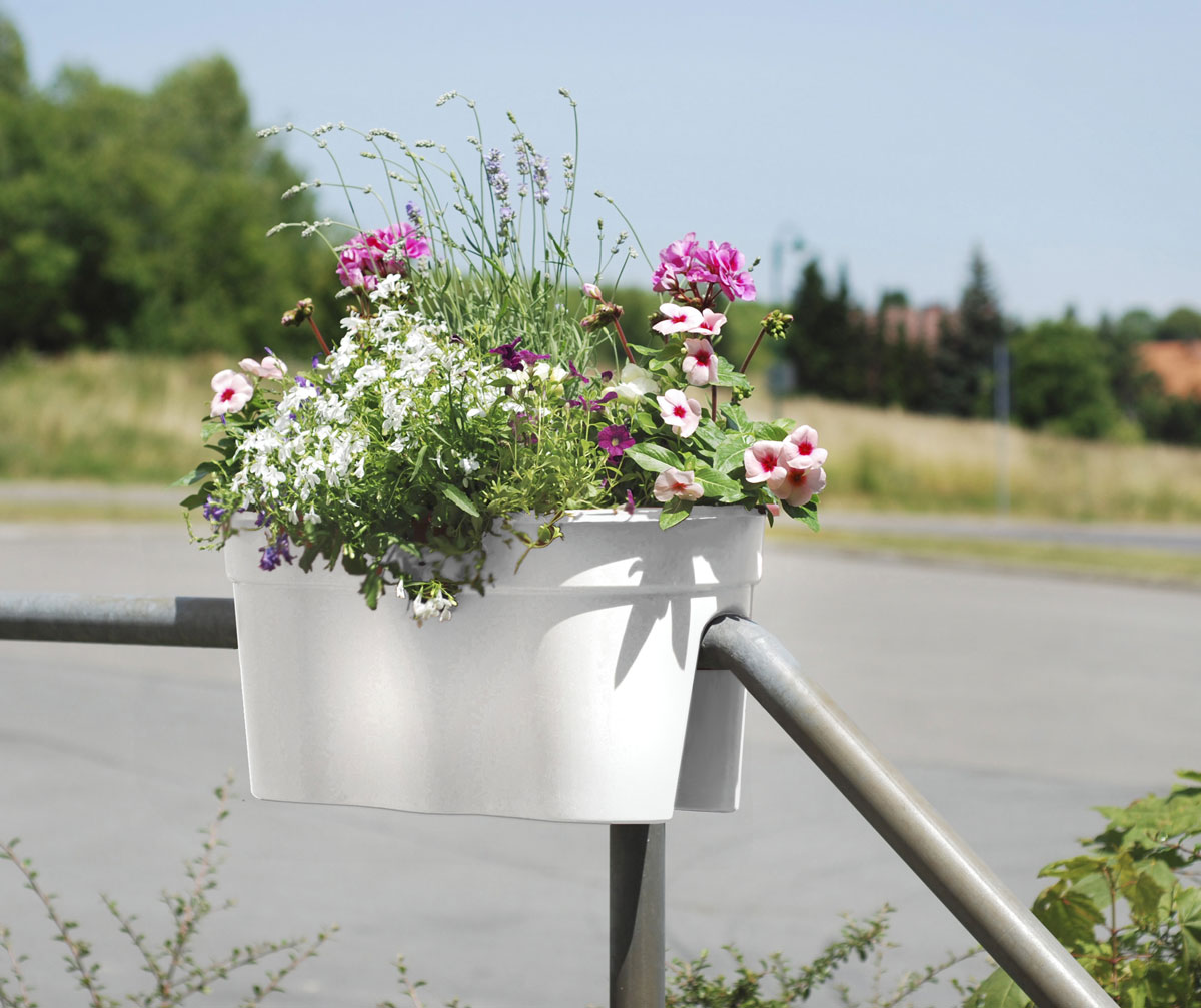 KHW Blumenkasten / Geländer Blumentopf Flowerclip XL 2 Stck 57cm weiß