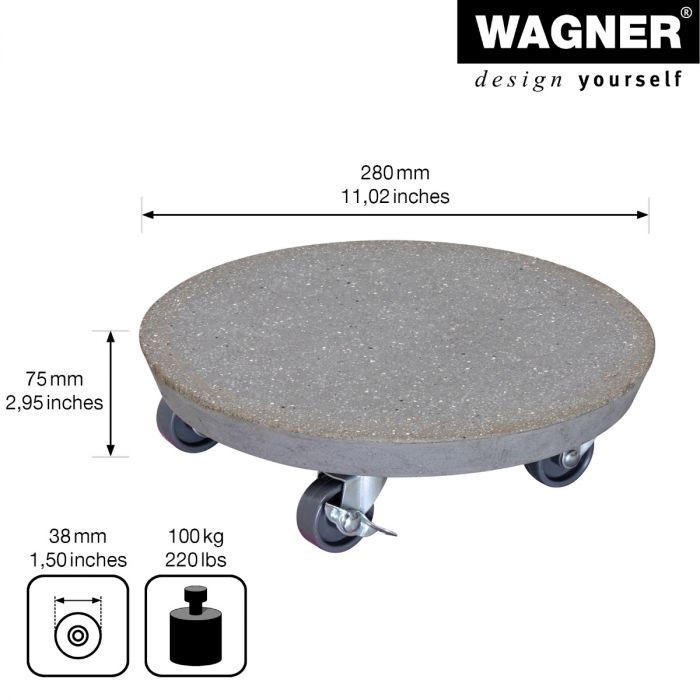 Multiroller Pflanzenroller Stein rund 280 mm für 100 kg