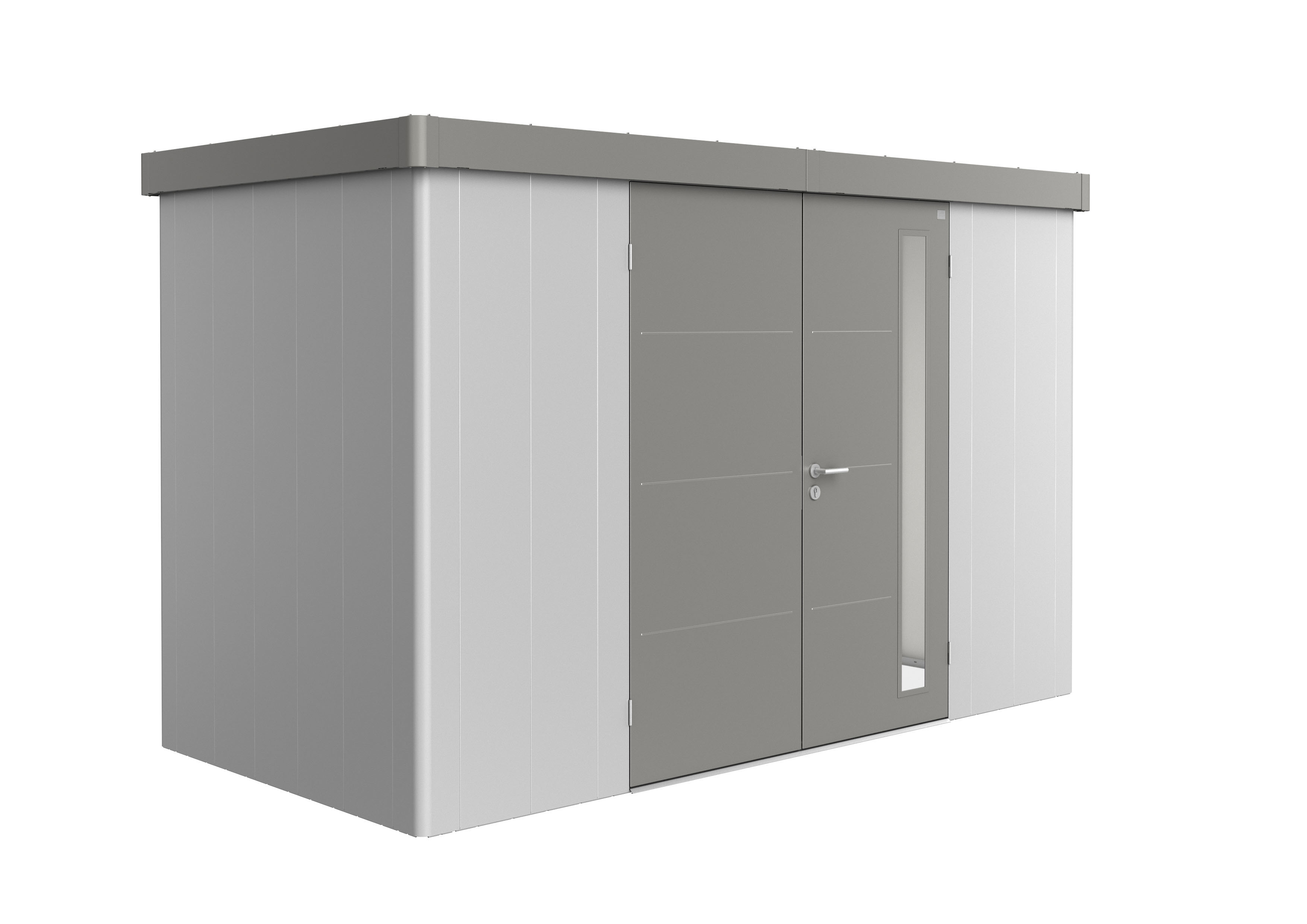 Biohort Gerätehaus Neo 1D Variante 1.2 Doppeltür silber quarzgrau