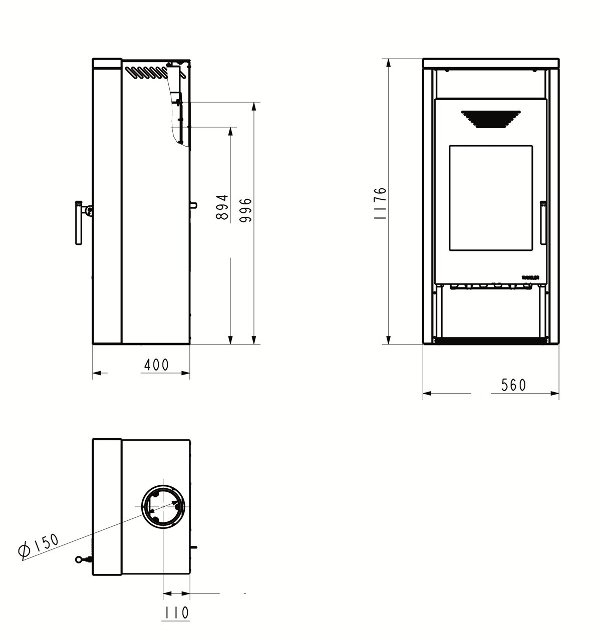 Kaminofen Wamsler KF 101 Yara Stahl Sandstein 8 kW