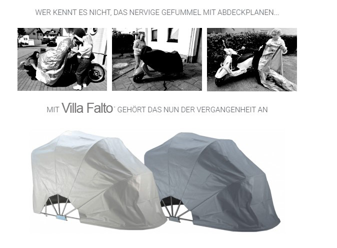 Faltgarage Villa Falto für Seniorenmobil, Motorrad, Fahrräder