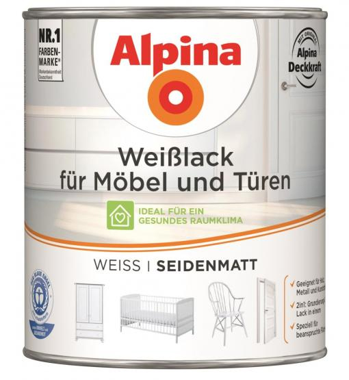 Alpina Weißlack für Möbel + Türen seidenmatt 750ml