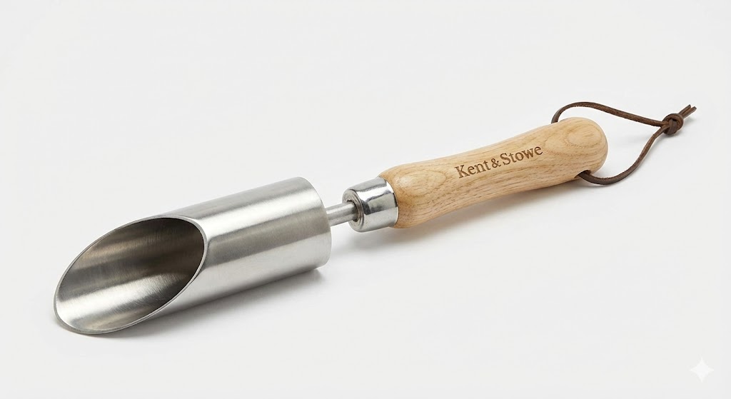 Kent & Stowe Kleiner Zwiebelpflanzer aus Edelstahl & Eschenholz