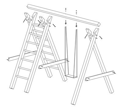 Spielanlage / Doppel Holzschaukel Premium 4.2 Kantholz B370xT190cm
