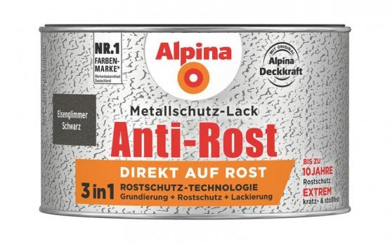 Alpina Metallschutz-Lack Anti-Rost Eisenglimmer Schwarz 300ml
