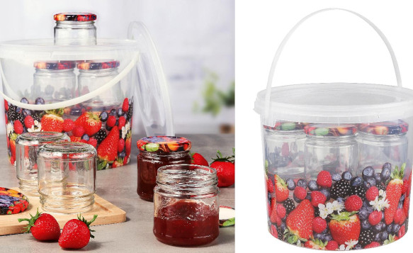 Pflückeimer 5,6 L mit 10 Sturzgläser 210 ml + Deckel