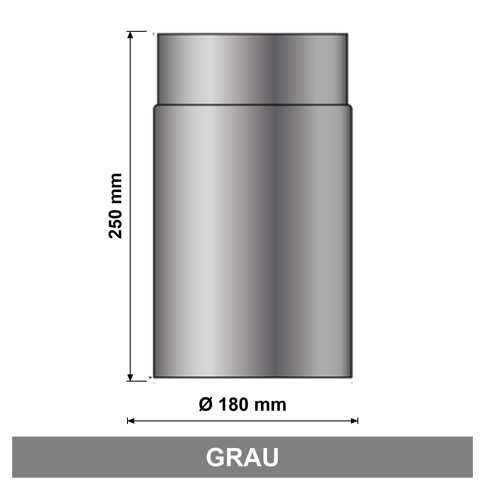 EdiFire Ofenrohr Ø 180 mm, Länge 250 mm, grau