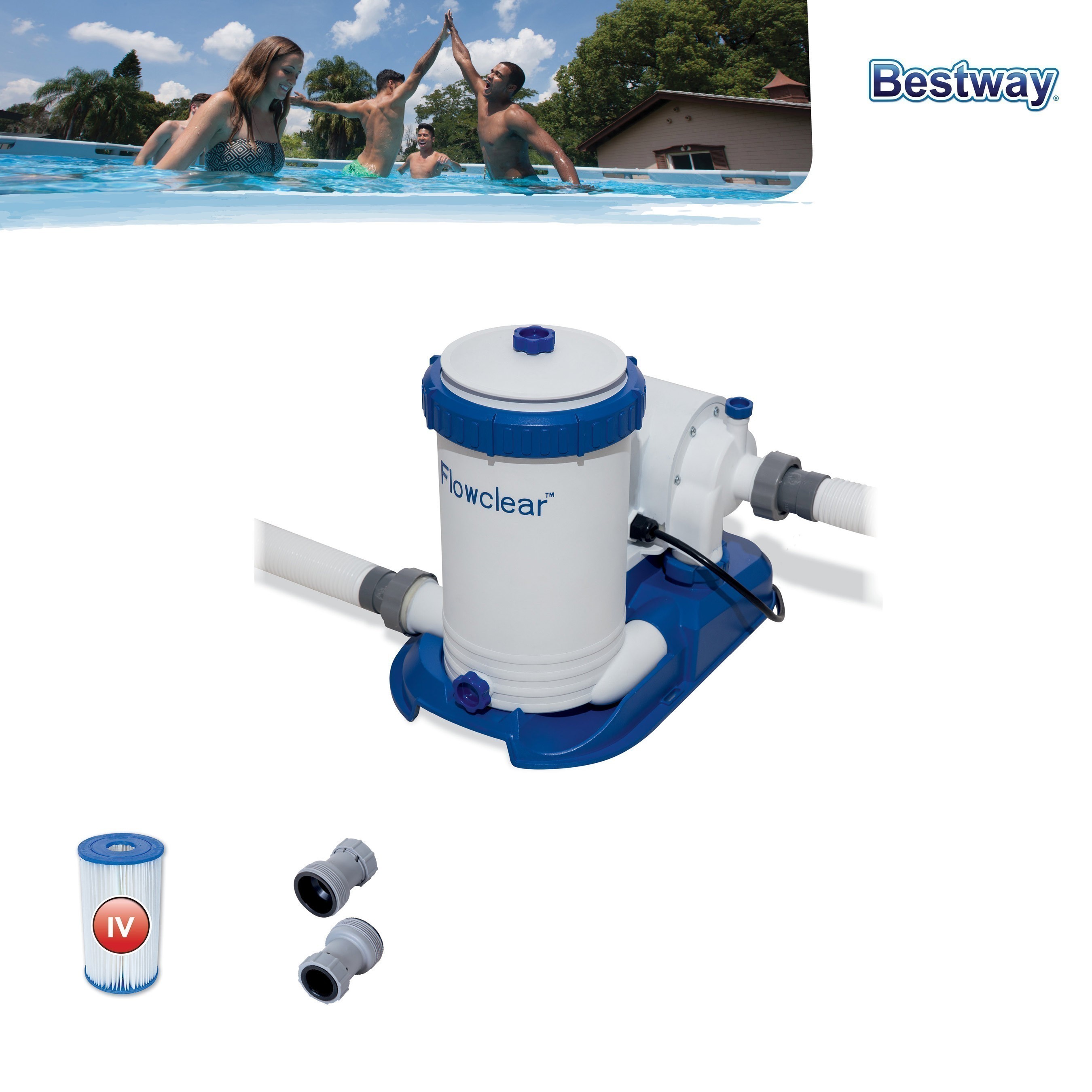Bestway Filterpumpe Flowclear 9.463 L/h 220-240V