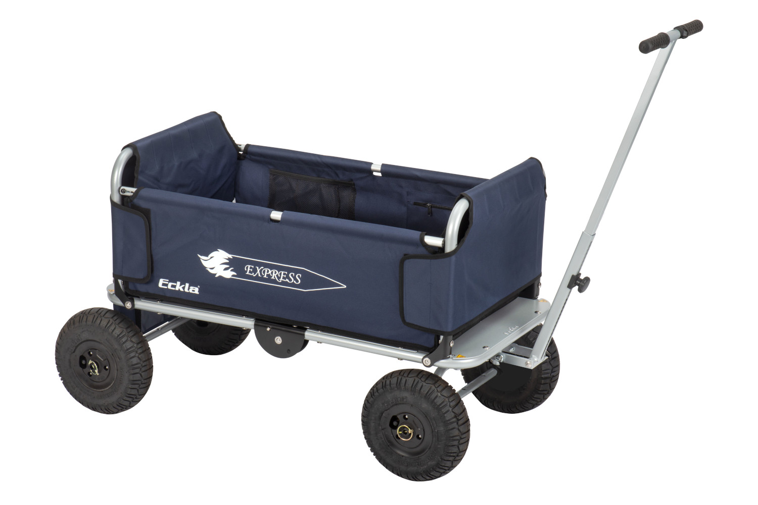 ECKLA® Express Faltbollerwagen blau silber mit luftbereiften Rädern