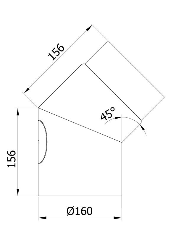 Ofenrohr / Rauchrohr Bogenknie 45° Ø160mm Senotherm schwarz mit Tür