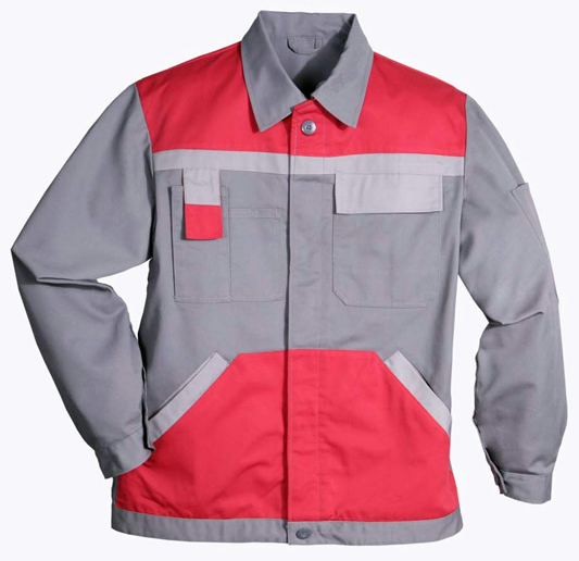 Arbeitsjacke KONTRAST - Dessin grau rot Gr. XL