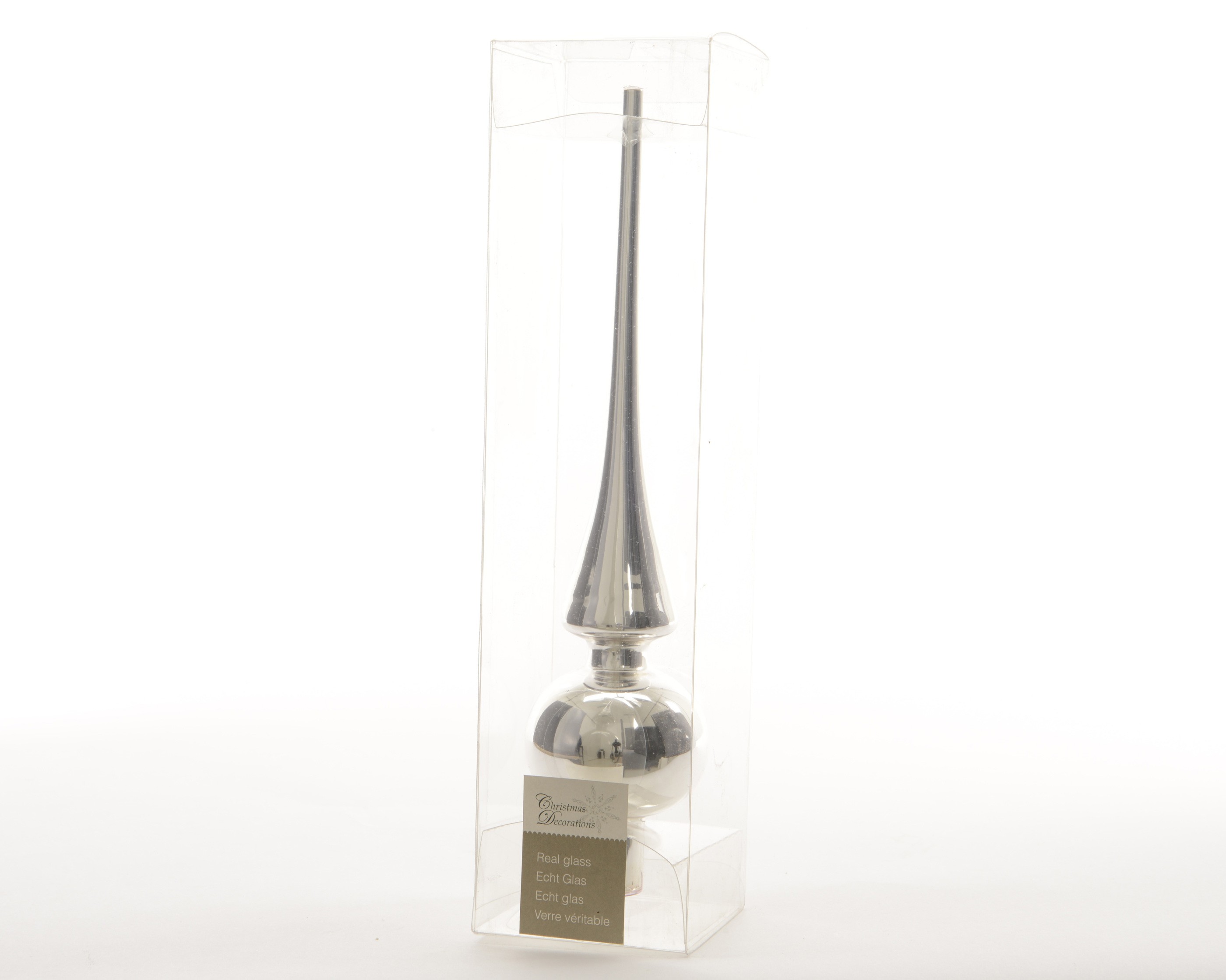 Christbaumschmuck Kaemingk Christbaumspitze Glas silber 26cm