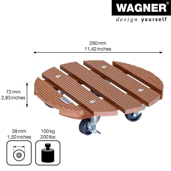 Multiroller Pflanzenroller WPC rund 290 mm für 100 kg
