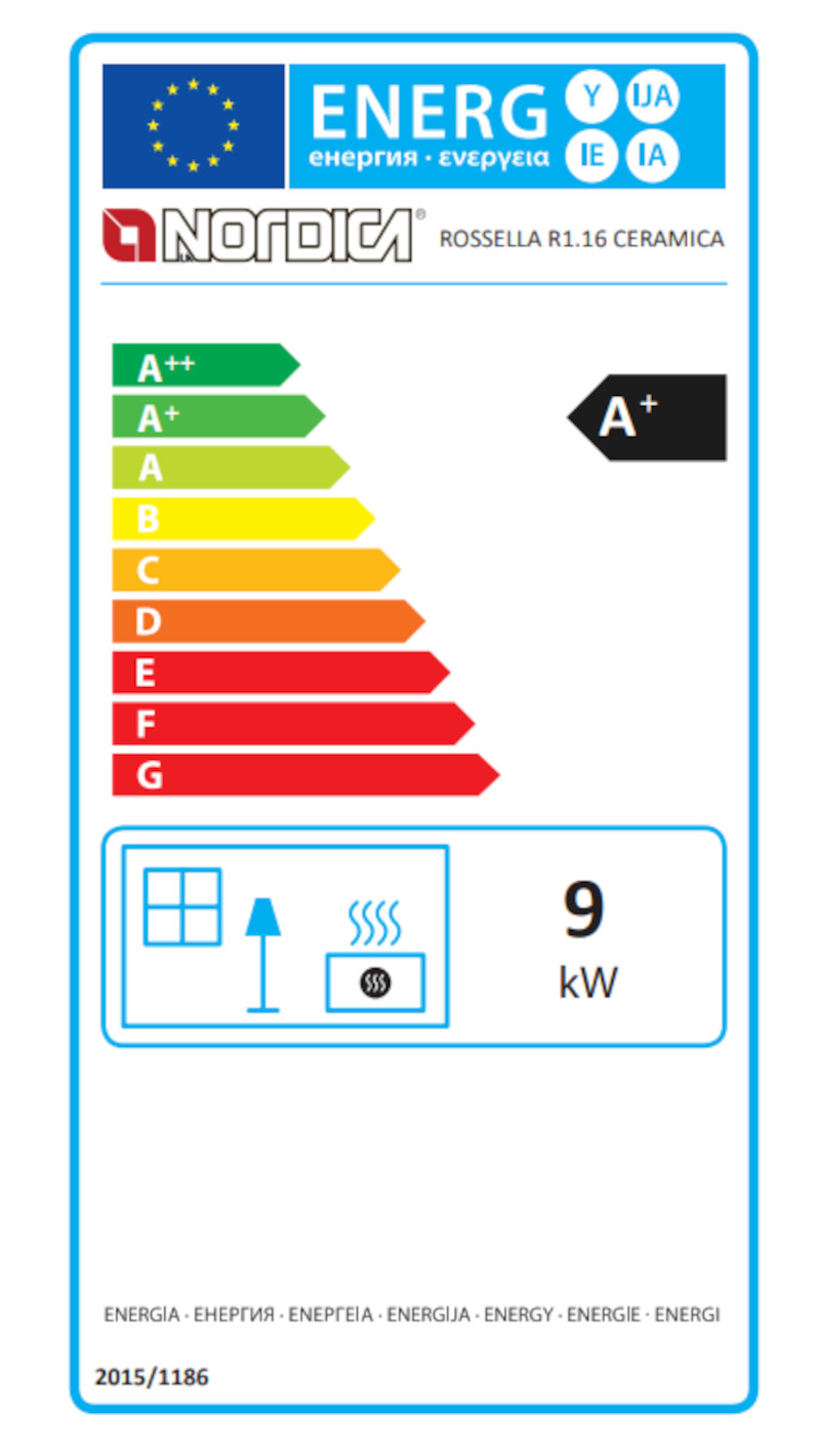 Energielabel La Nordica Kaminofen Rossella R1 5.0 weiß 9 kW