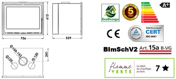 Panadero Kamineinsatz INSERT CB Ecodesign mit Ventilator 9,8 kW