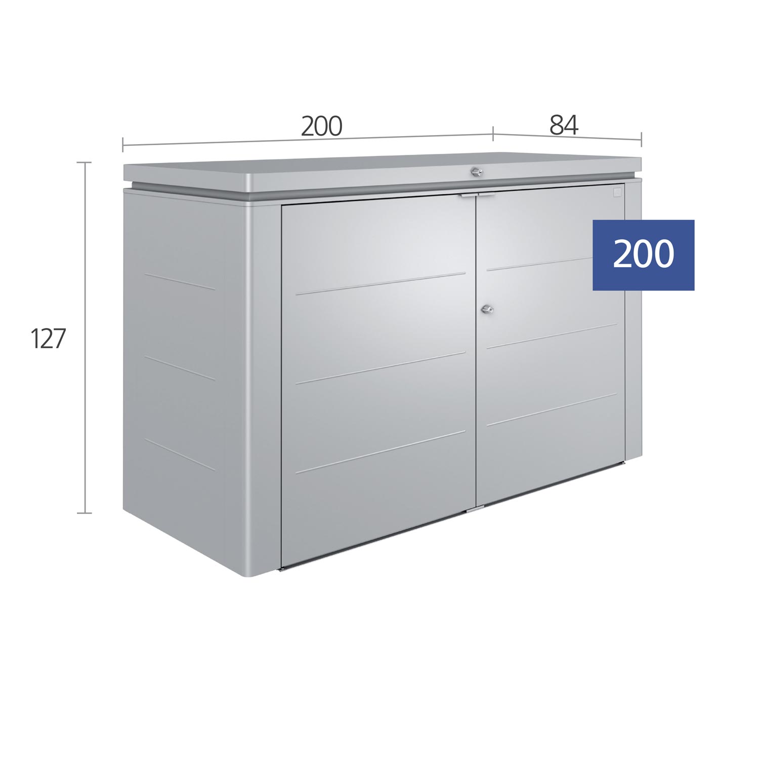 Biohort Geräteschrank HighBoard 200 silber 200x84x127cm