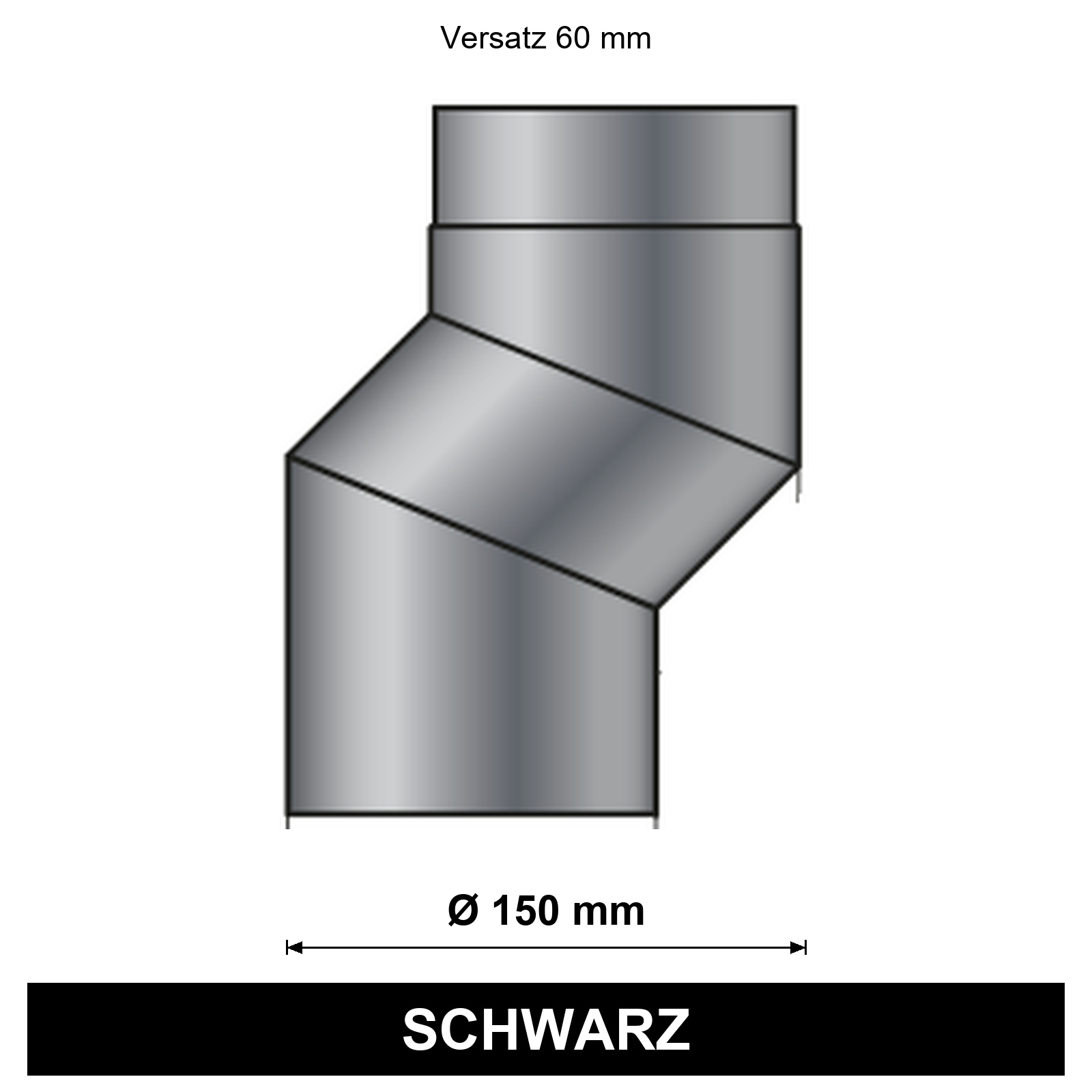 EdiFire S-Bogen Ø 150 mm, Versatz 60 mm, schwarz