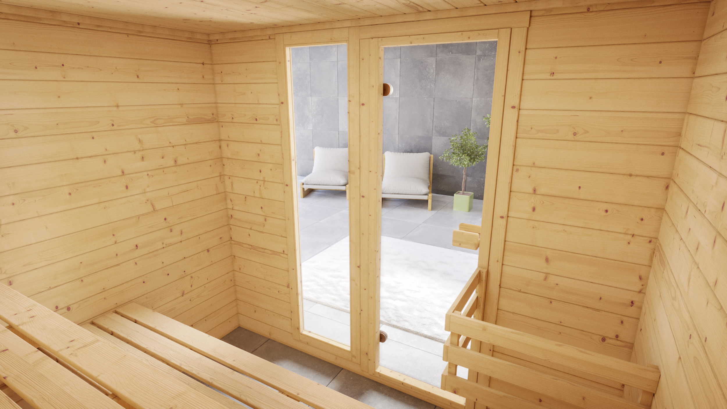 Weka Massivholzsauna VALIDA 4 Glastür mit Fenster