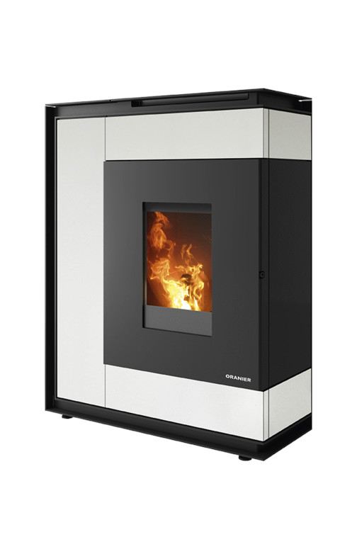 ORANIER Pelletofen Boreas Aqua Sintered Stone Seidenweiß oben 9,5kW