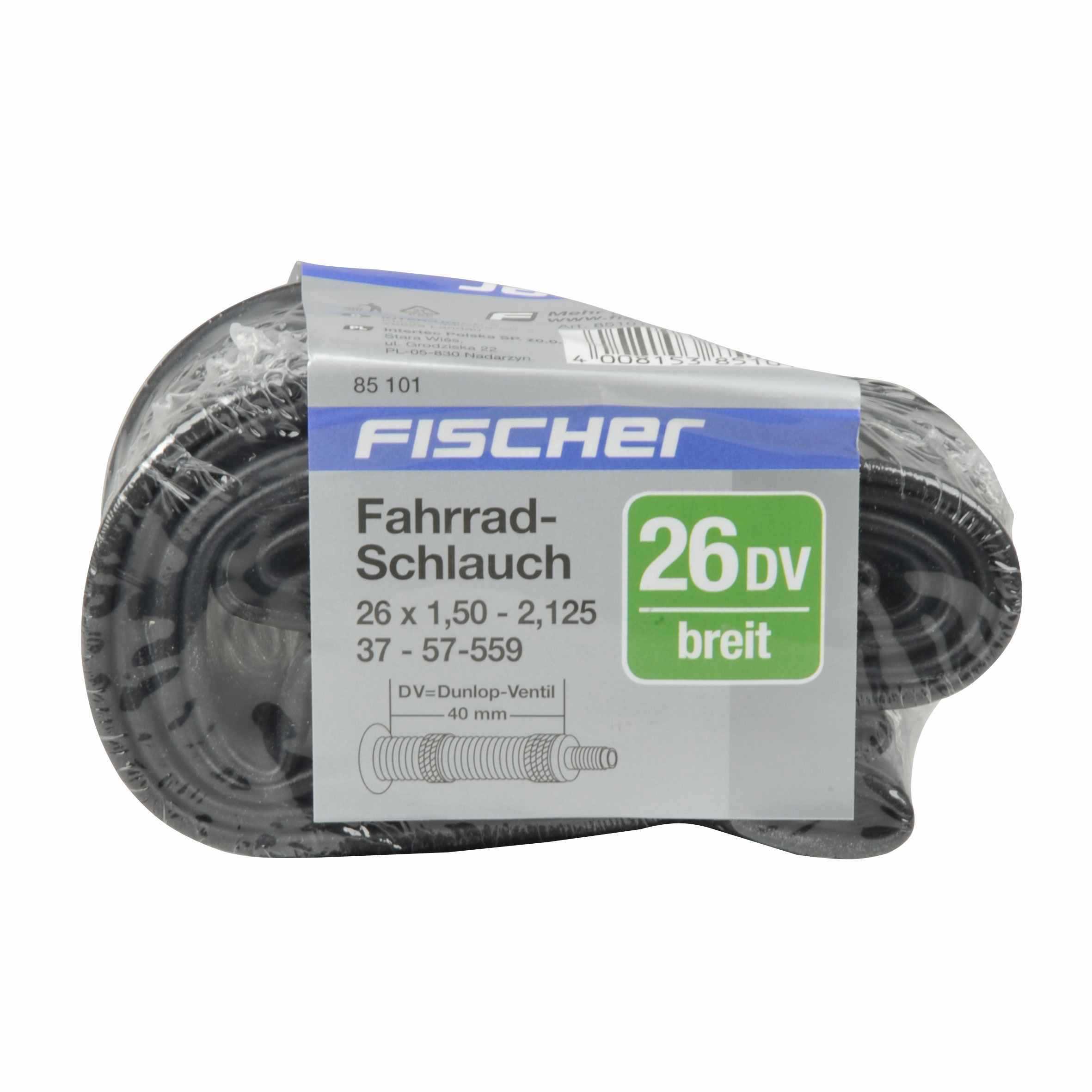 Fischer Fahrrad Schlauch geschrumpft Dunlop Ventil 26x1,5-2,125"