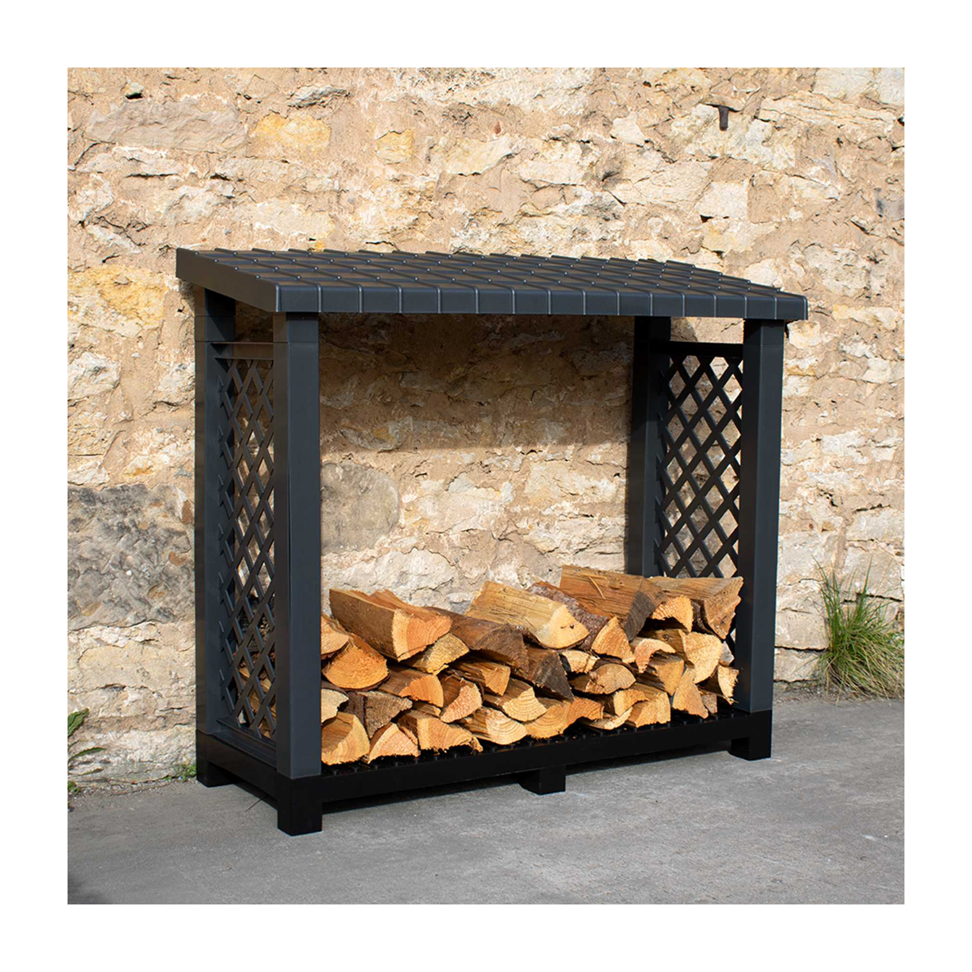 KHW Kaminholzregal 114x47x105 cm anthrazit