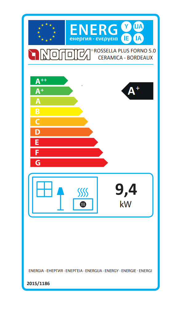 Energielabel La Nordica Rossella Plus Forno 5.0 bordeaux 9kW