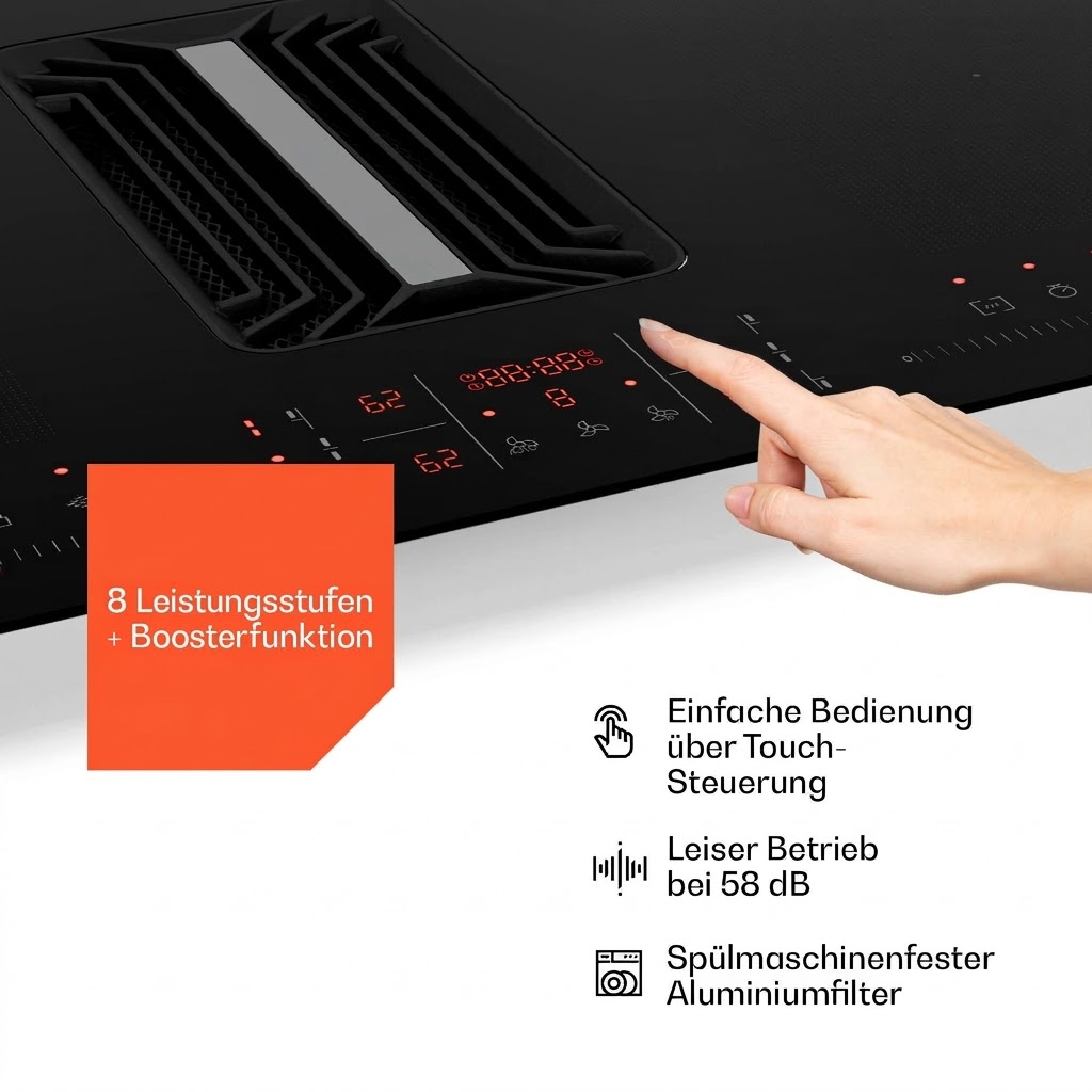 Klarstein AirJet FlexPro Induktionskochfeld m. integriertem Dunstabzug