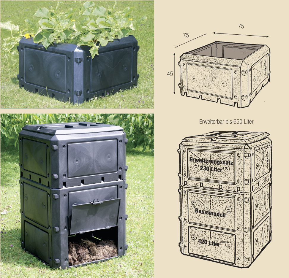 Komposter Bio-Quick - 420L KHW Kunststoff 75x75x80cm bei anthrazit