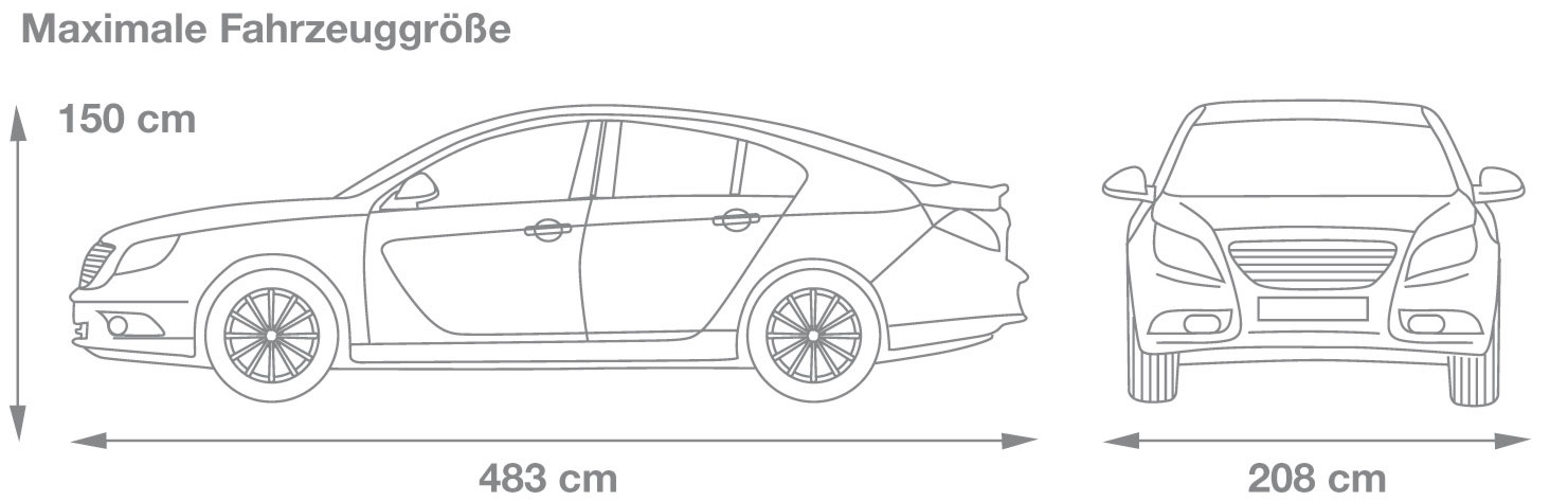 Ganzgarage / Vollgarage 483x208x150cm Größe L