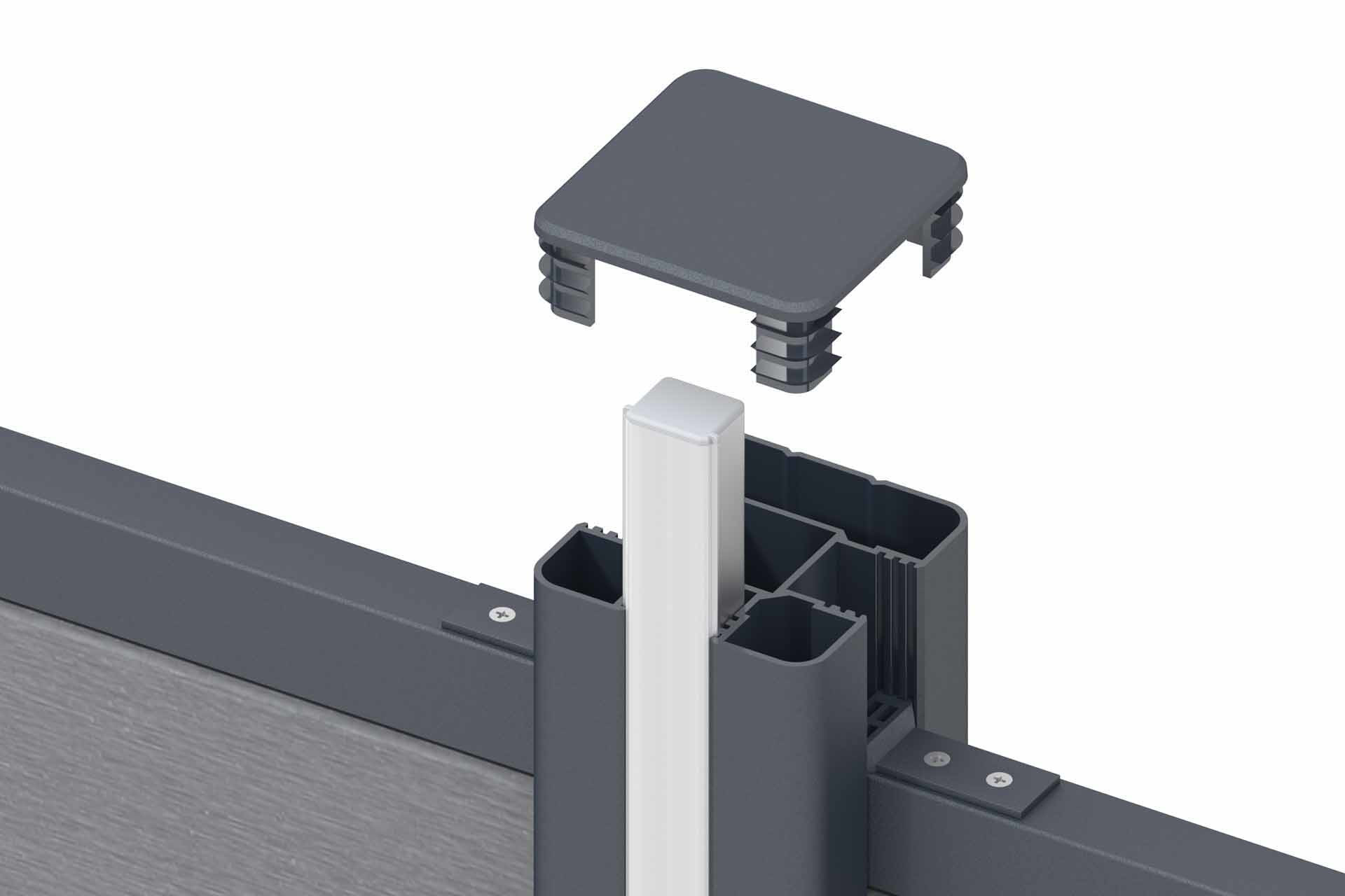 EASY-FENCE LED-Lichtleiste vertikal für Alu-Pfosten, 200 cm Kabel