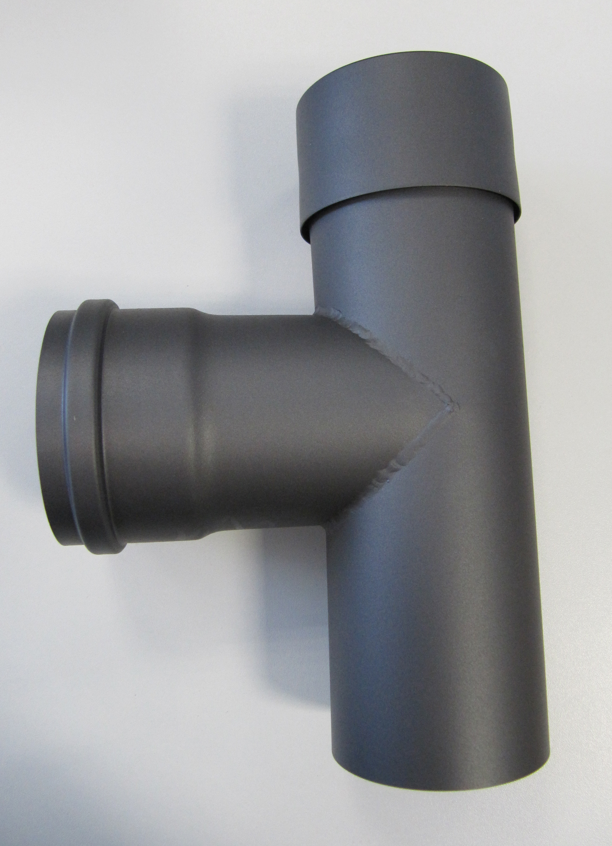 T-Stück für Pelletofen Senotherm 0,8mm grau Ø80mm gemufft Länge 250mm