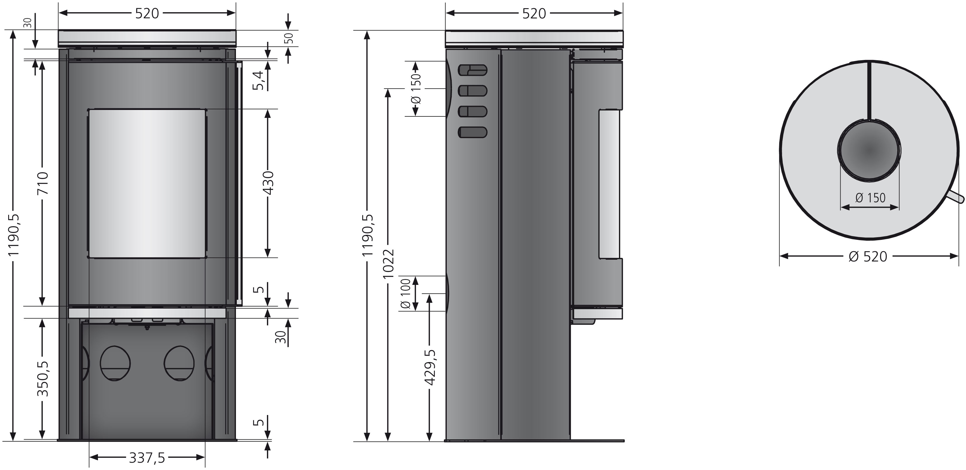 Kaminofen Justus Faro 2.0 raumluftunabhängig Stahl schwarz Glas 6kW