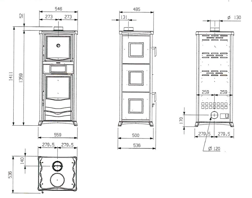 Kaminofen La Nordica Rossella Plus Forno raumluftun. Naturstein 9,1kW