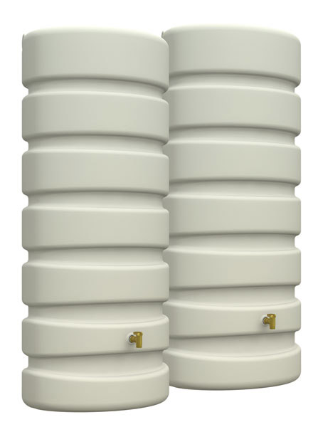 4Rain Regentonne Wandtank Classic 2x650 Liter Set sandbeige