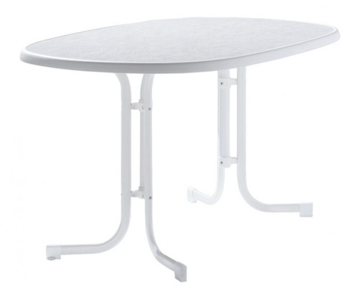 SIEGER Gartentisch klappbar oval 140x90 cm weiß Stahl